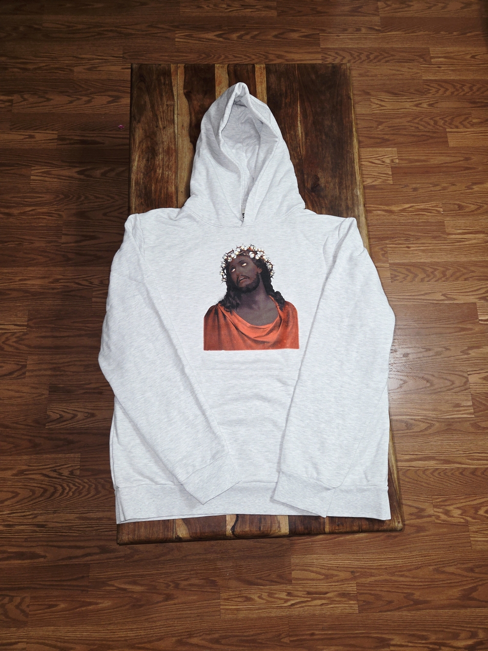 Denim Tears Men's "Crown Made Of Cotton" Gray Pullover Hoodie. Size 2X-Large